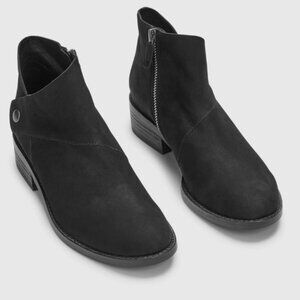 Eileen Fisher Women's 8 Booties Black Nubuck Wedge Ankle Boots Casual Minimalist